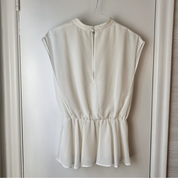 MOUSSY Chiffon Cinched Waist Blouse Ivory - Picture 7 of 13